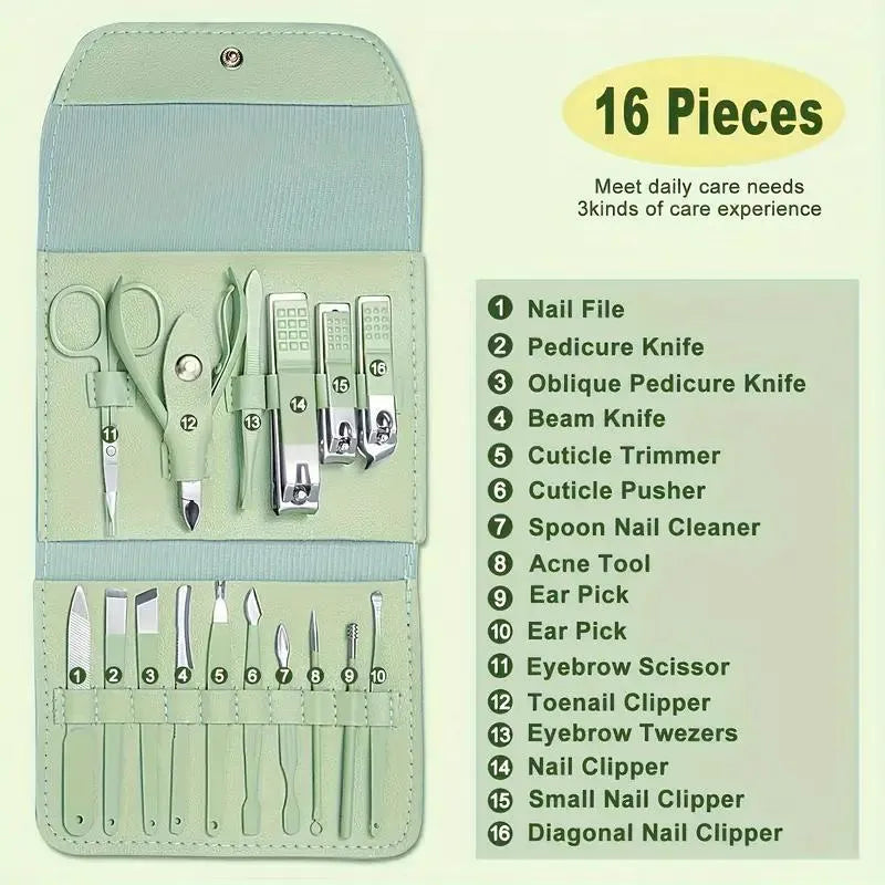 Professional Manicure Pedicure Kit 16 Pcs Set Premium Good Quality