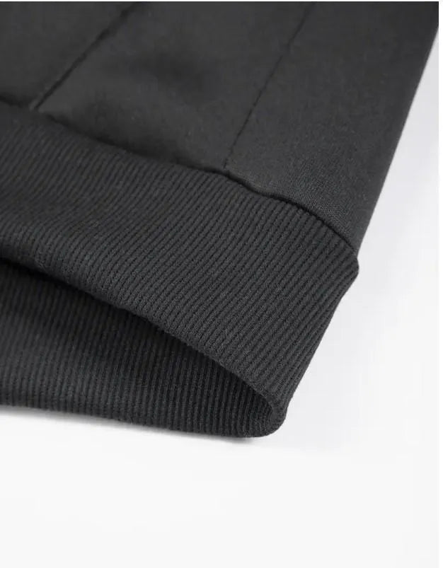 2 Pcs Men's Fleece Plain Zipper Track Suit Black