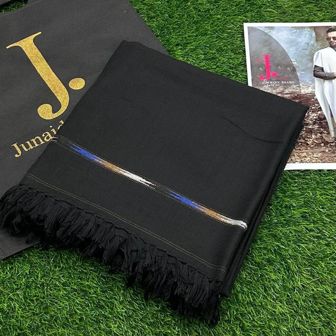 J. Luxurious 1 Pc Plain Black Wool Shawl - Perfect Accessory for Every Occasion