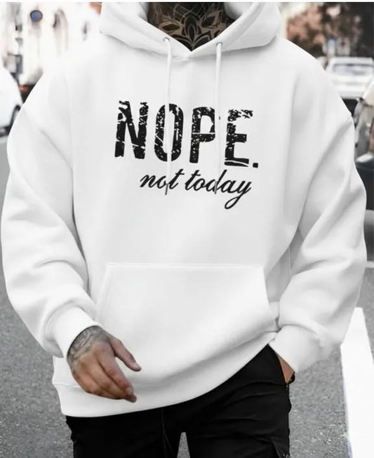 1 Pc Men's Polyester Fleece Printed Hoodie White