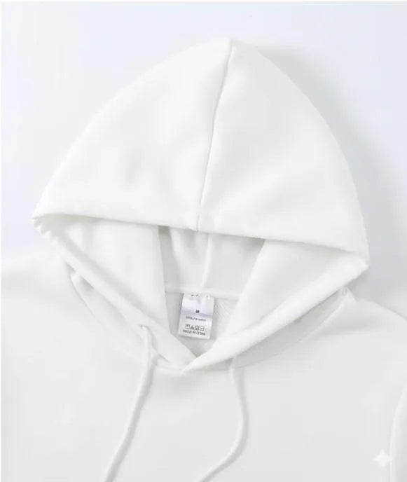1 Pc Men's Polyester Fleece Printed Hoodie White