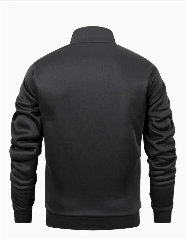 2 Pcs Men's Fleece Plain Zipper Track Suit Black