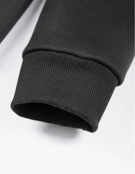 2 Pcs Men's Fleece Plain Zipper Track Suit Black