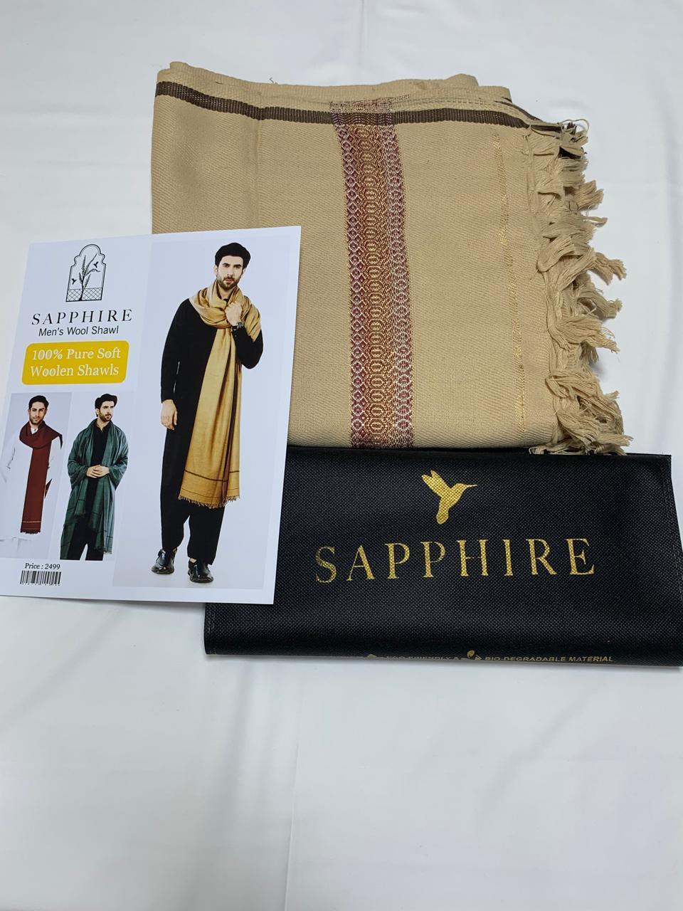 Sapphire 1 Pc Men's Wool Plain Shawl